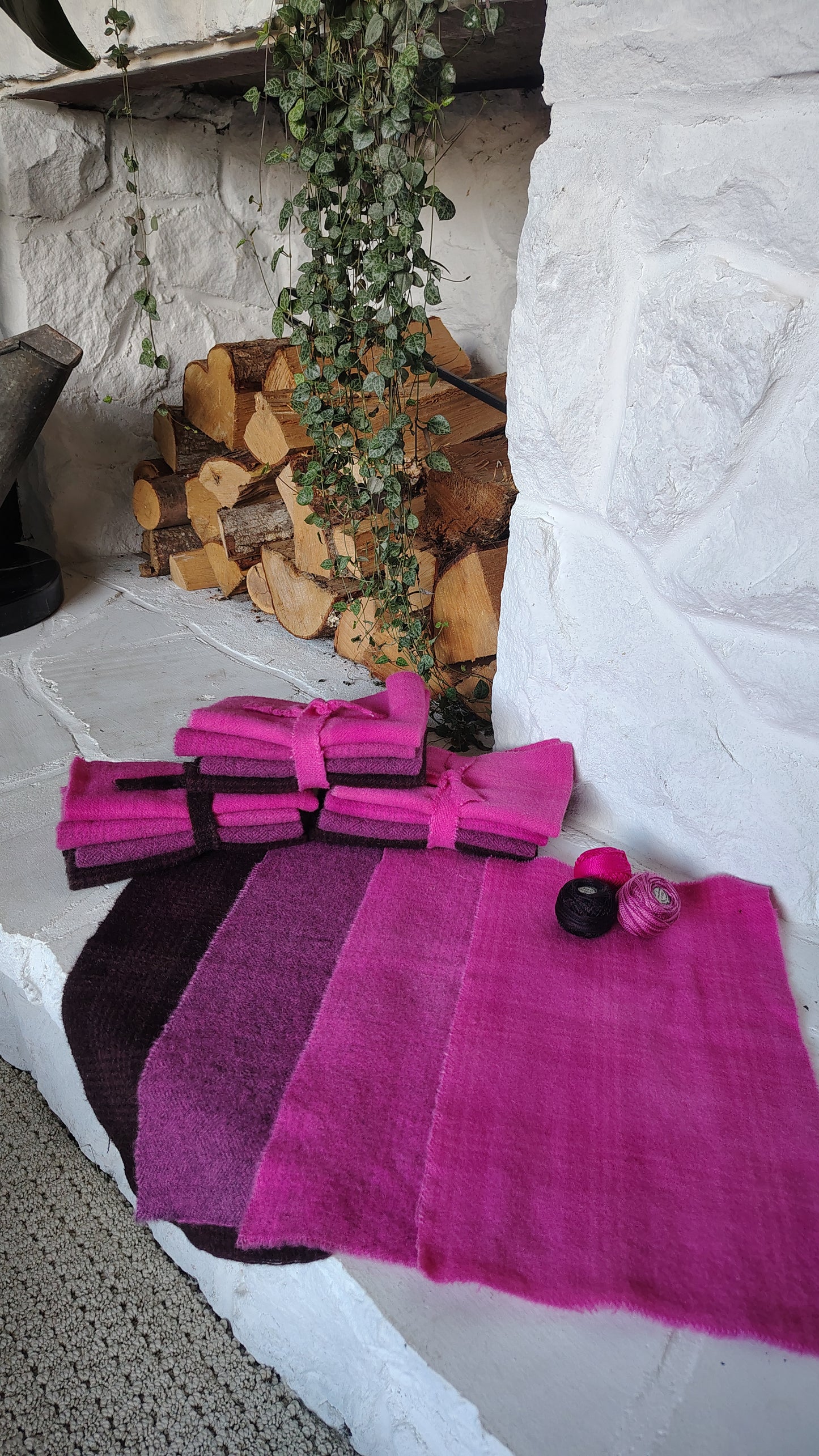 Fuchsia Hand Dyed Wool Fat Sixteenth Bundle