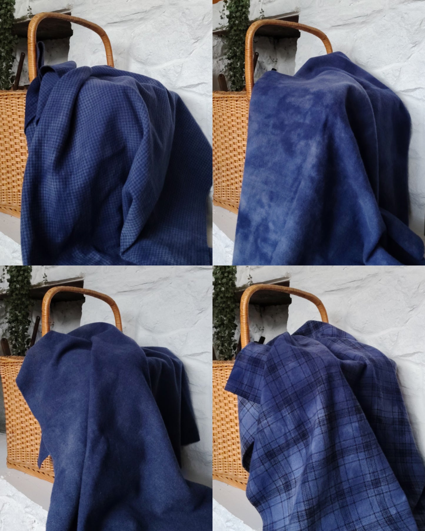 Navy Hand Dyed Wool Fat Eighth Bundle