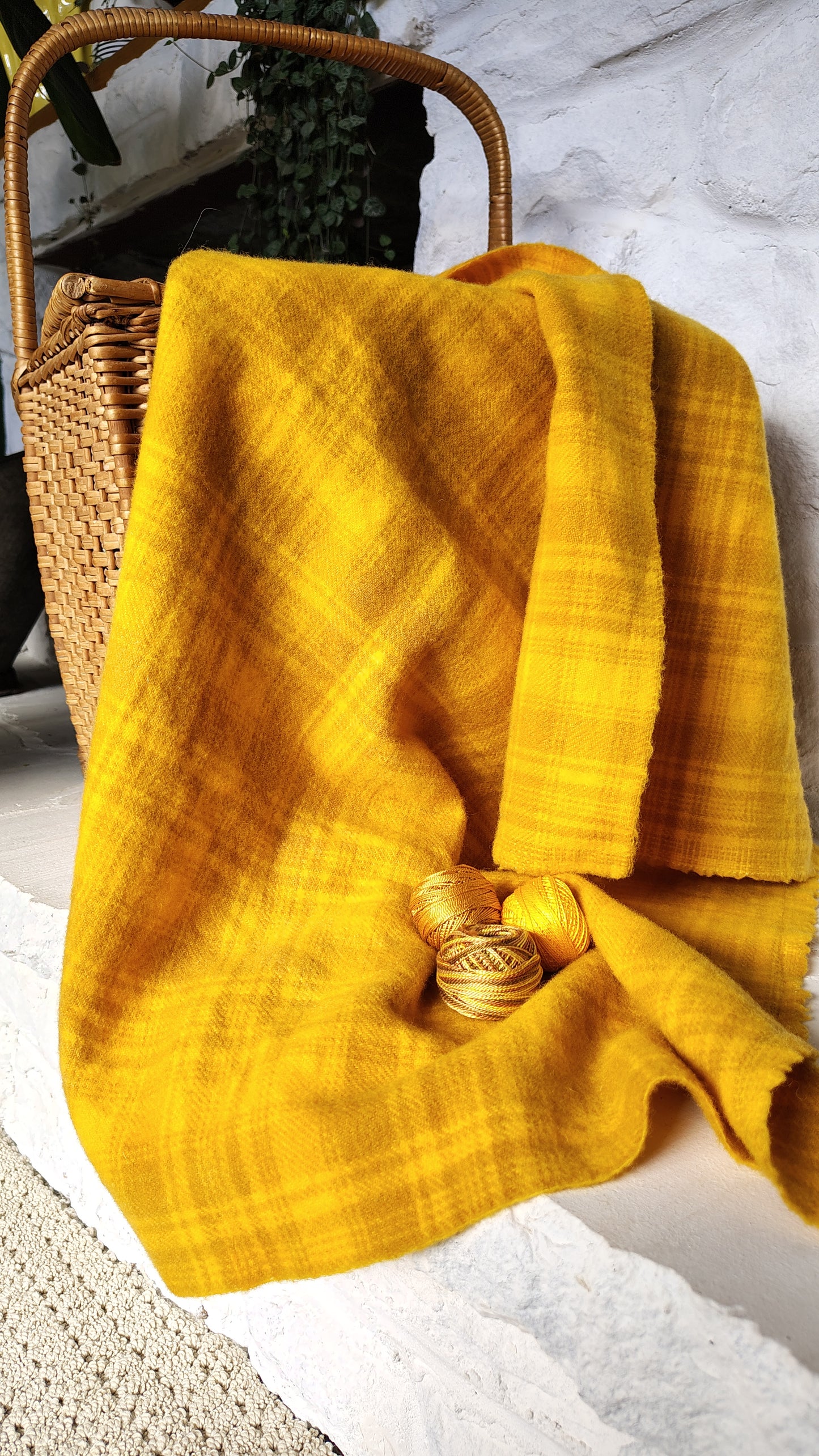 Saffron Hand Dyed Plaid Wool