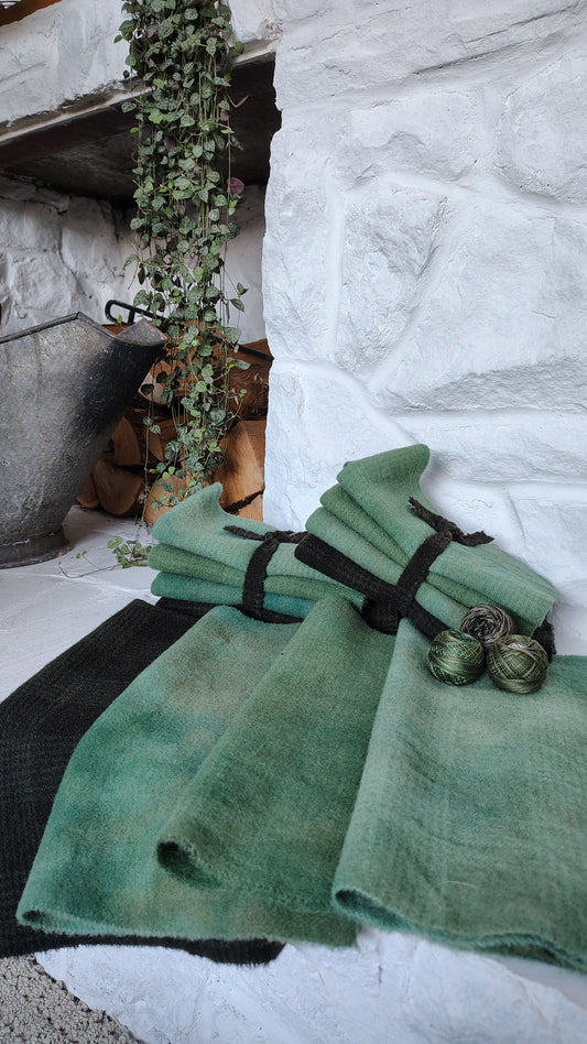 Evergreen Hand Dyed Wool Fat Eighth Bundle