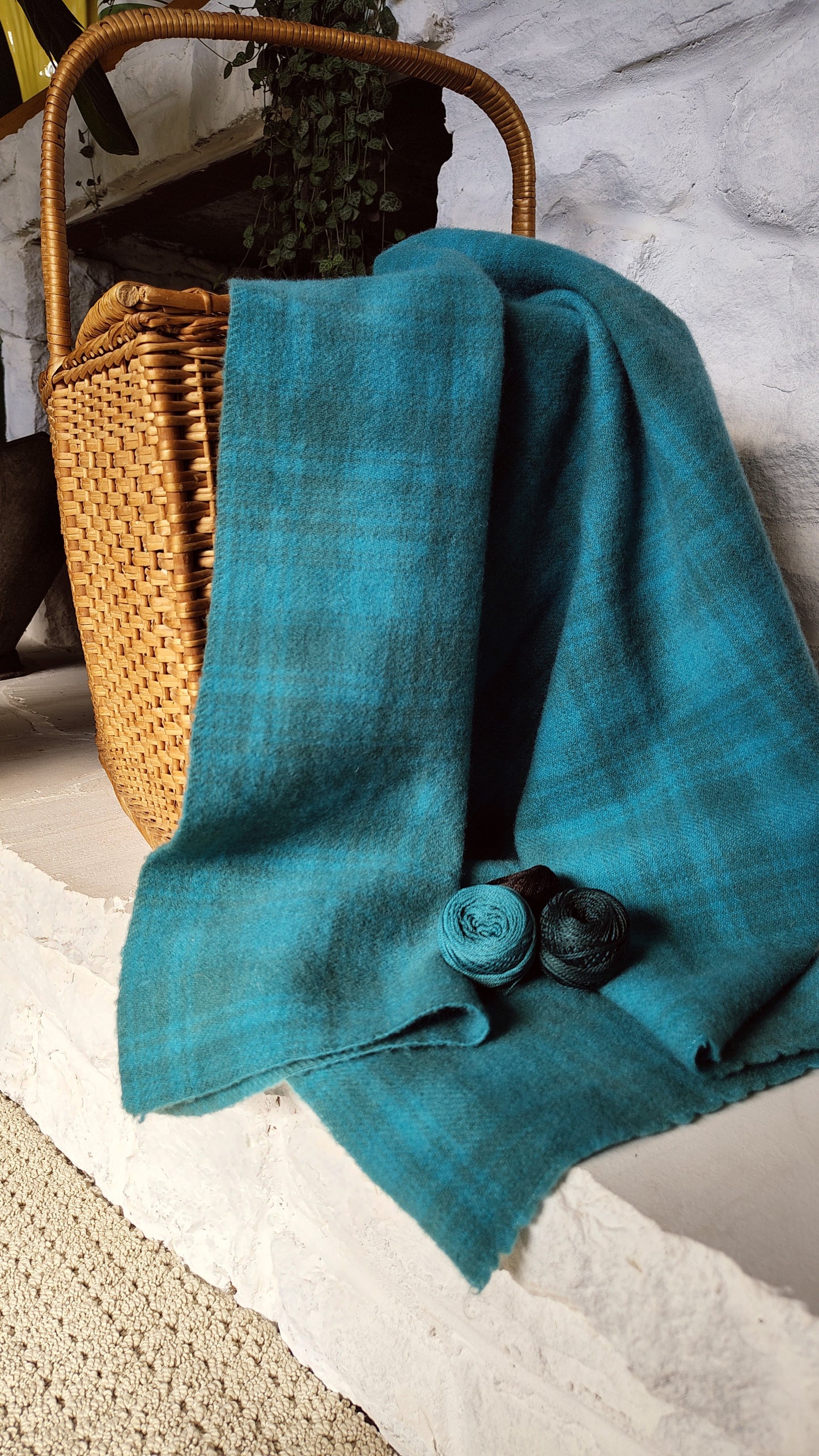 Forest Green Hand Dyed Plaid Wool