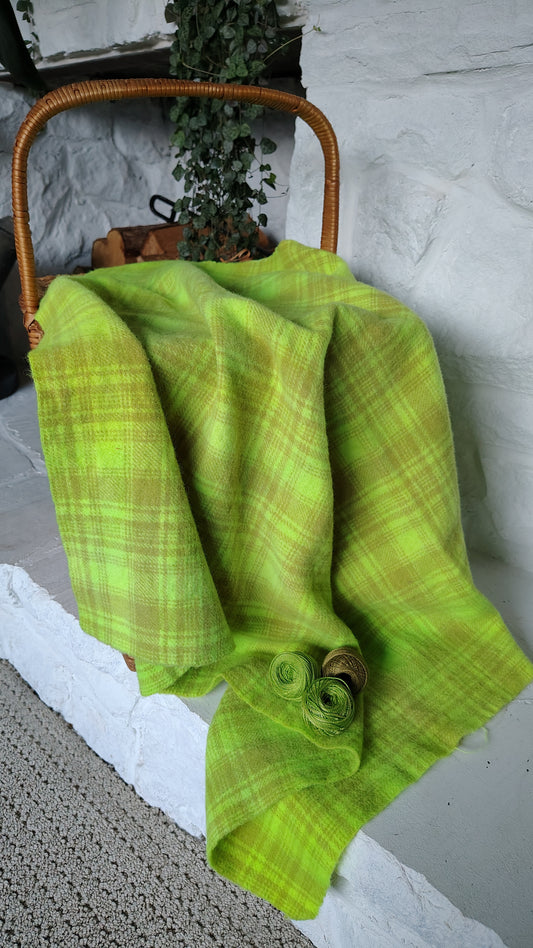 Electric Lime Hand Dyed Plaid Wool