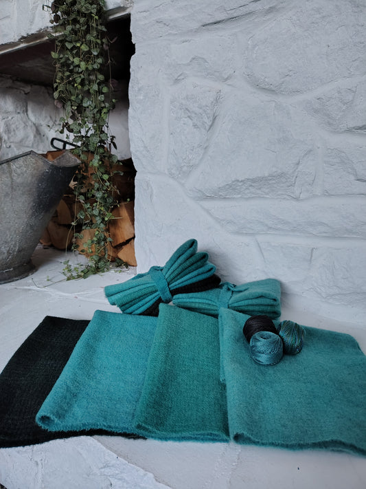 Forest Green Hand Dyed Wool Fat Sixteenth Bundle