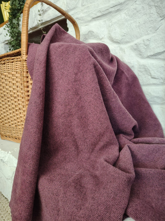 Plum Hand Dyed Herringbone Wool