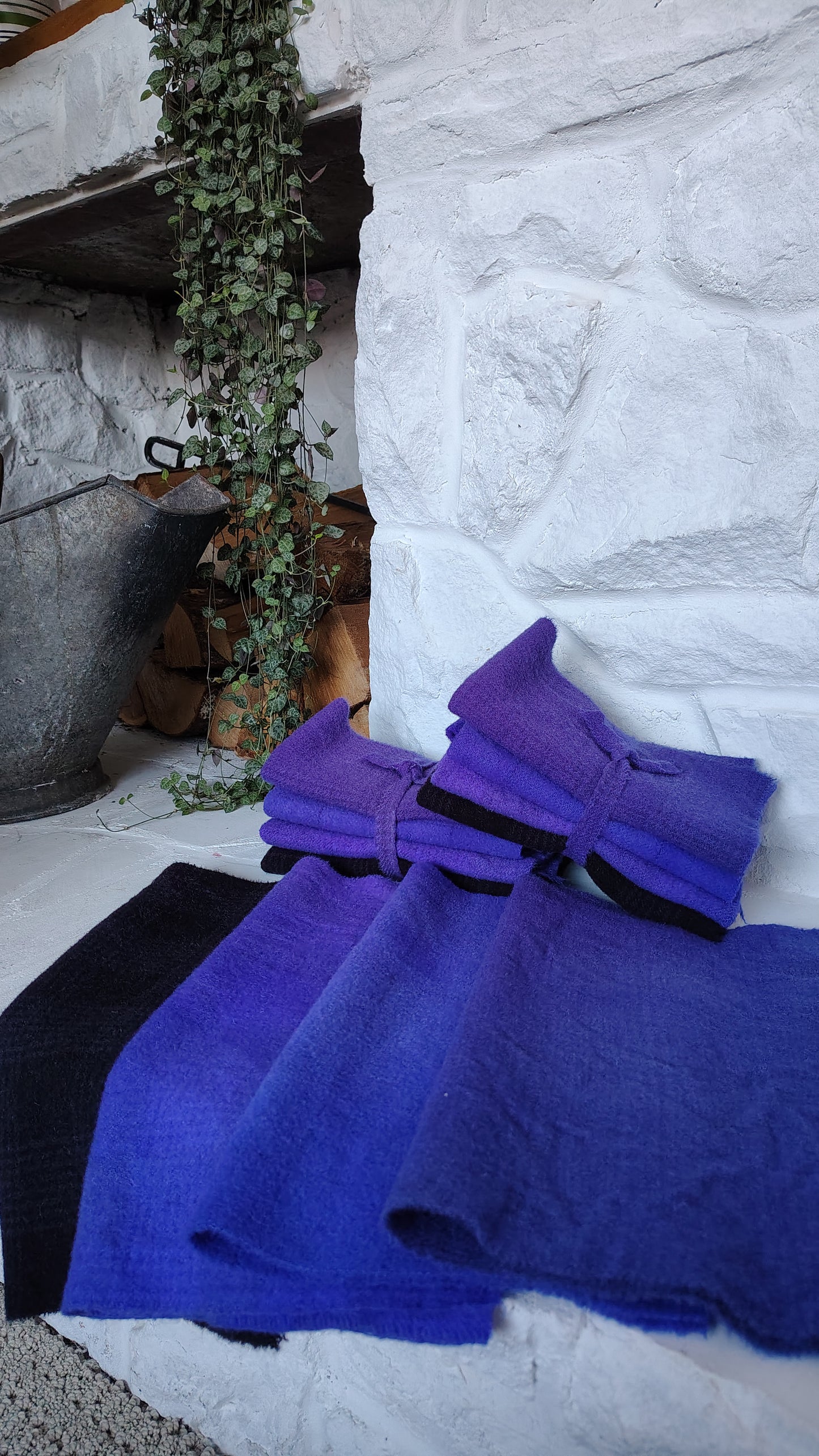 Brilliant Violet Hand Dyed Wool Fat Eighth Bundle