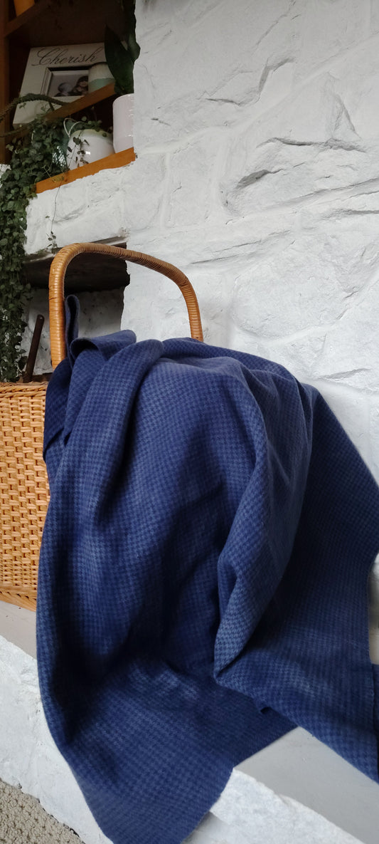 Navy Hand Dyed Houndstooth Wool