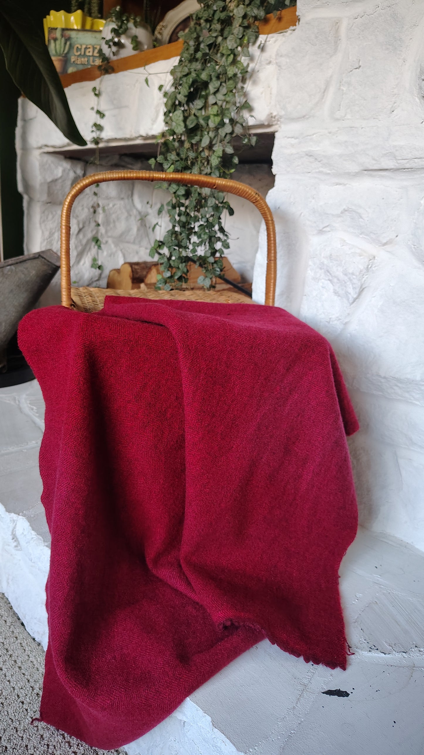 Bright Red Hand Dyed Herringbone Wool (Wholesale)