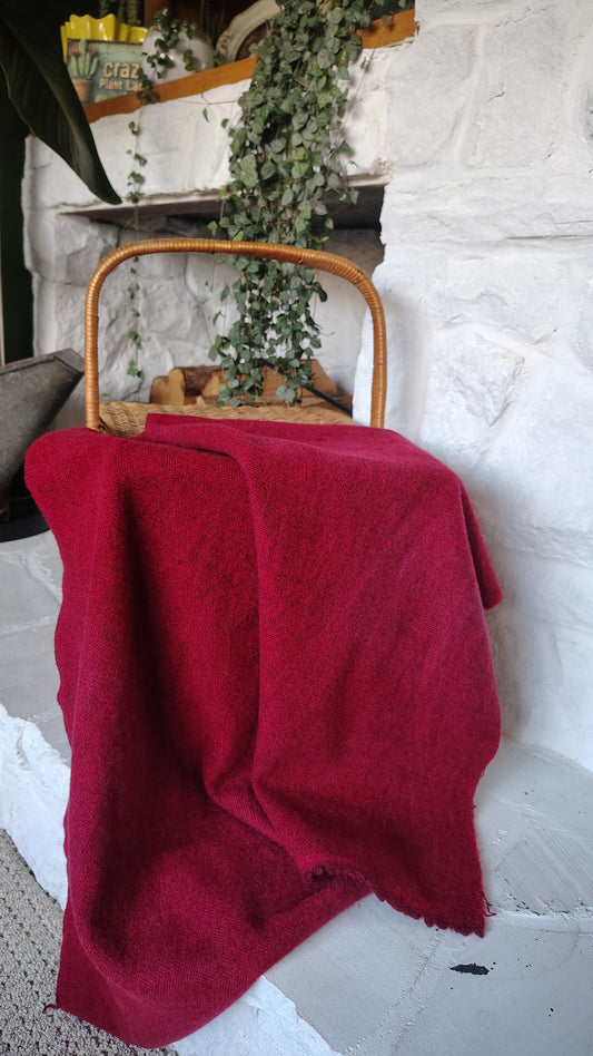 Bright Red Hand Dyed Herringbone Wool (Wholesale)
