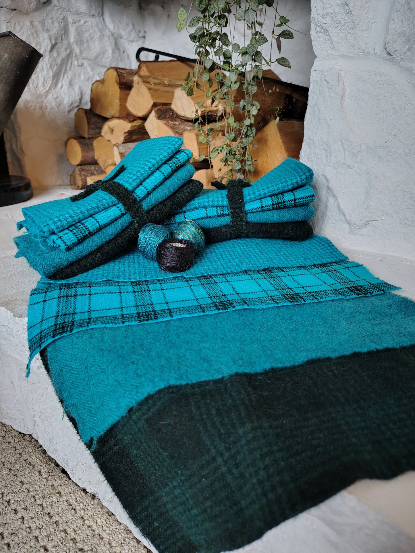 Imperial Blue Hand Dyed Wool Fat Eighth Bundle
