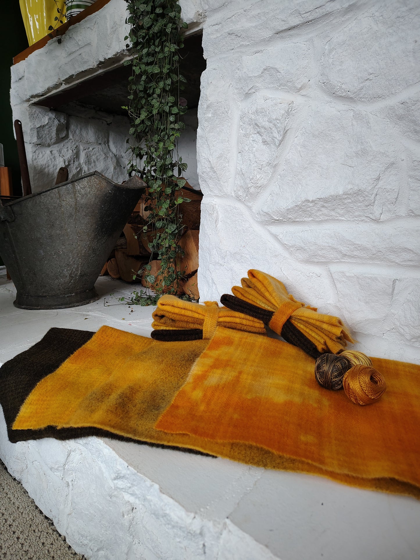 Mustard Hand Dyed Wool Fat Sixteenth Bundle