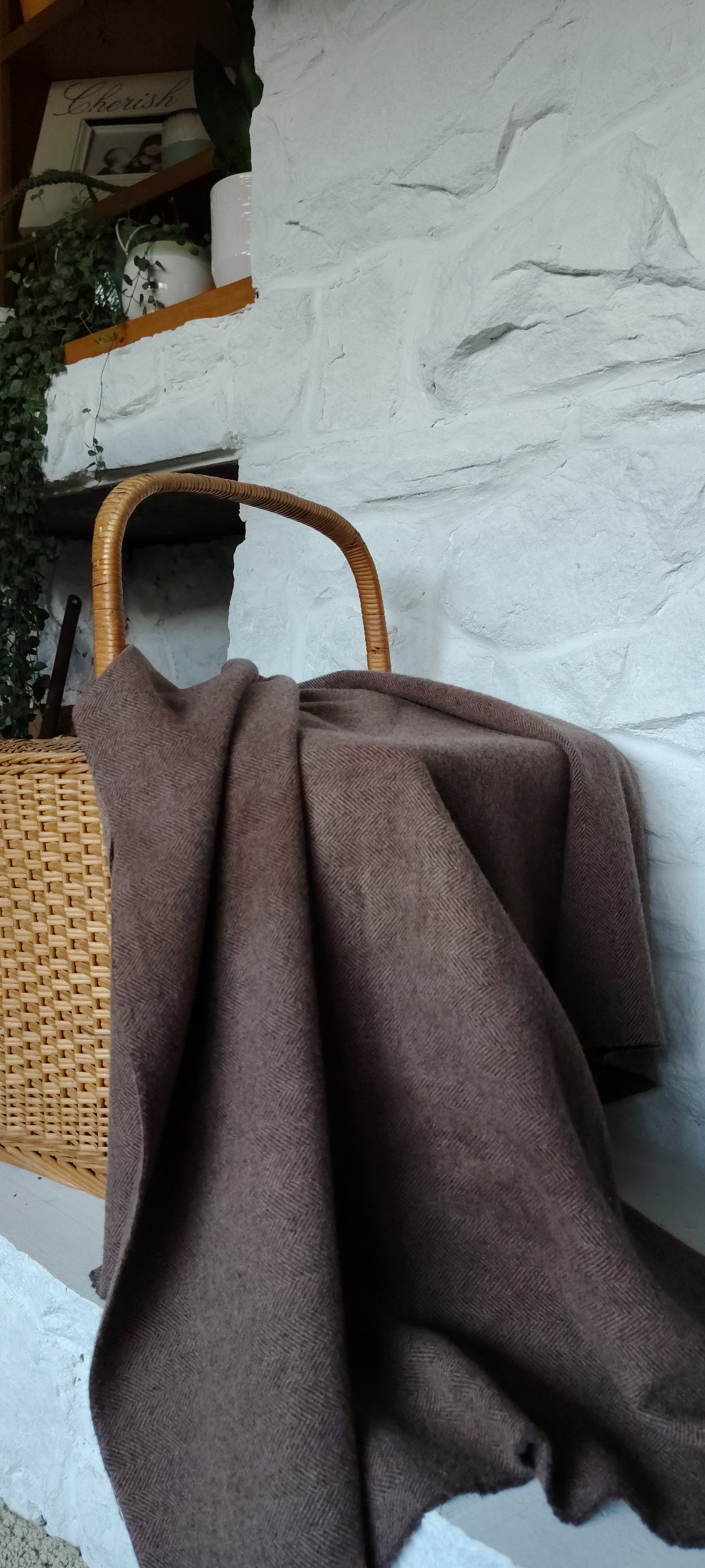 Seal Brown Hand Dyed Herringbone Wool