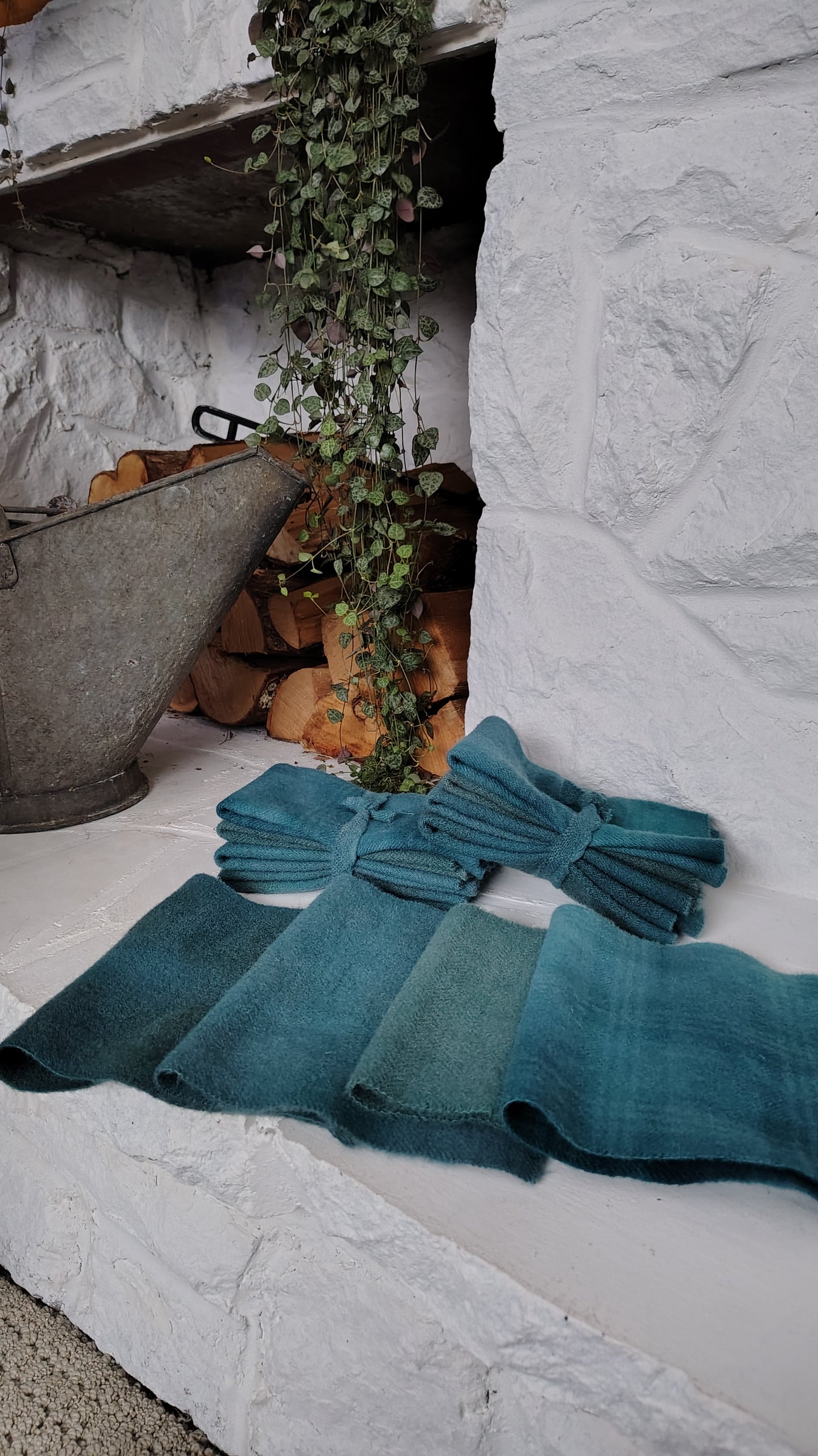 Teal Hand Dyed Wool Fat Sixteenth Bundle