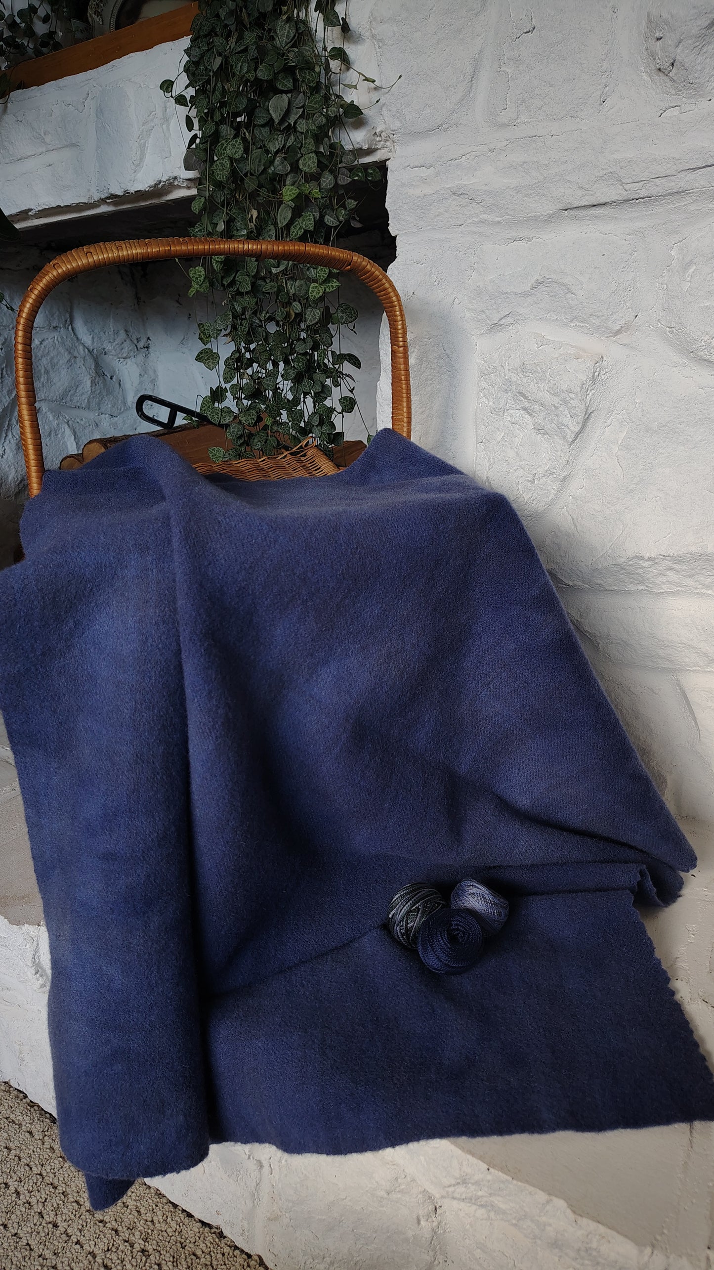 Navy Hand Dyed Plaid Wool (Wholesale)