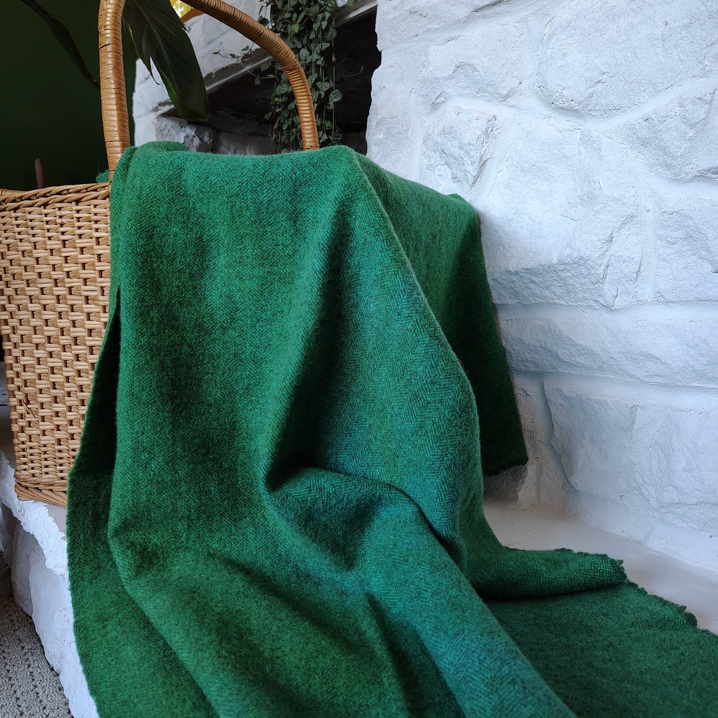 Green Hand Dyed Herringbone Wool