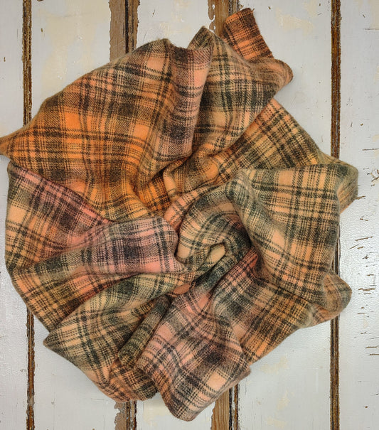 Flaming Orange Hand Dyed Plaid Wool (Medium)