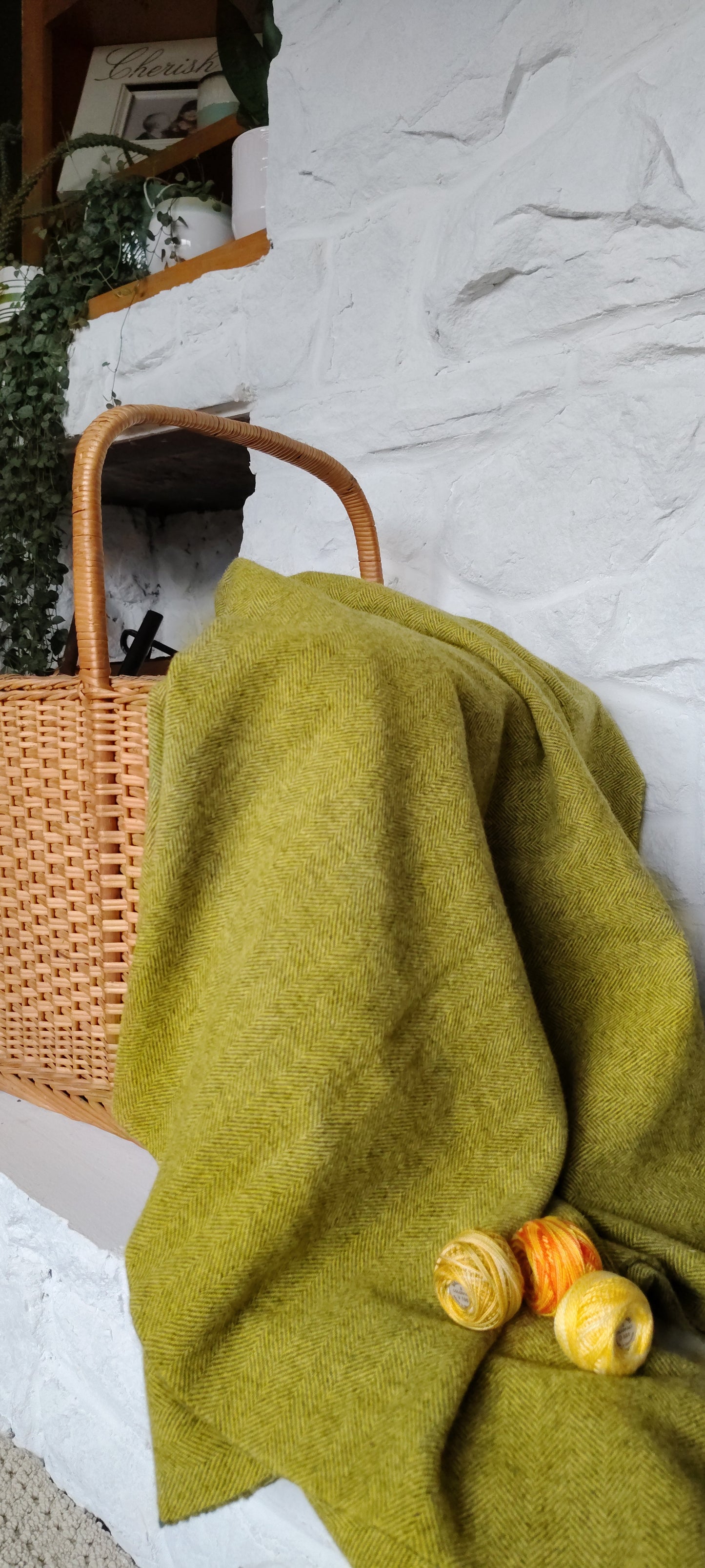 Sun Yellow Hand Dyed Herringbone Wool