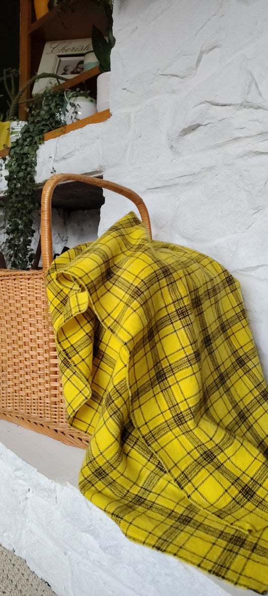 Sun Yellow Hand Dyed Glen Plaid Wool