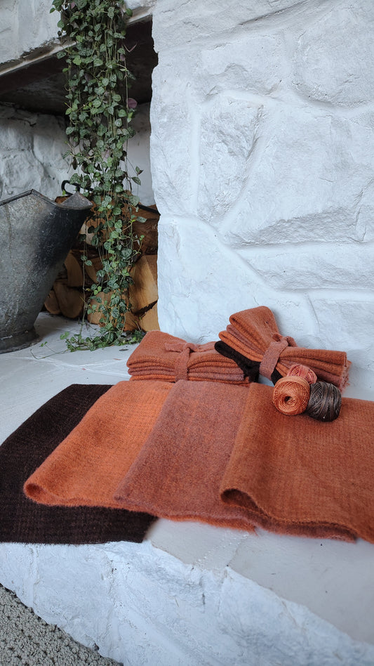 Bright Orange Hand Dyed Wool Fat Sixteenth Bundle
