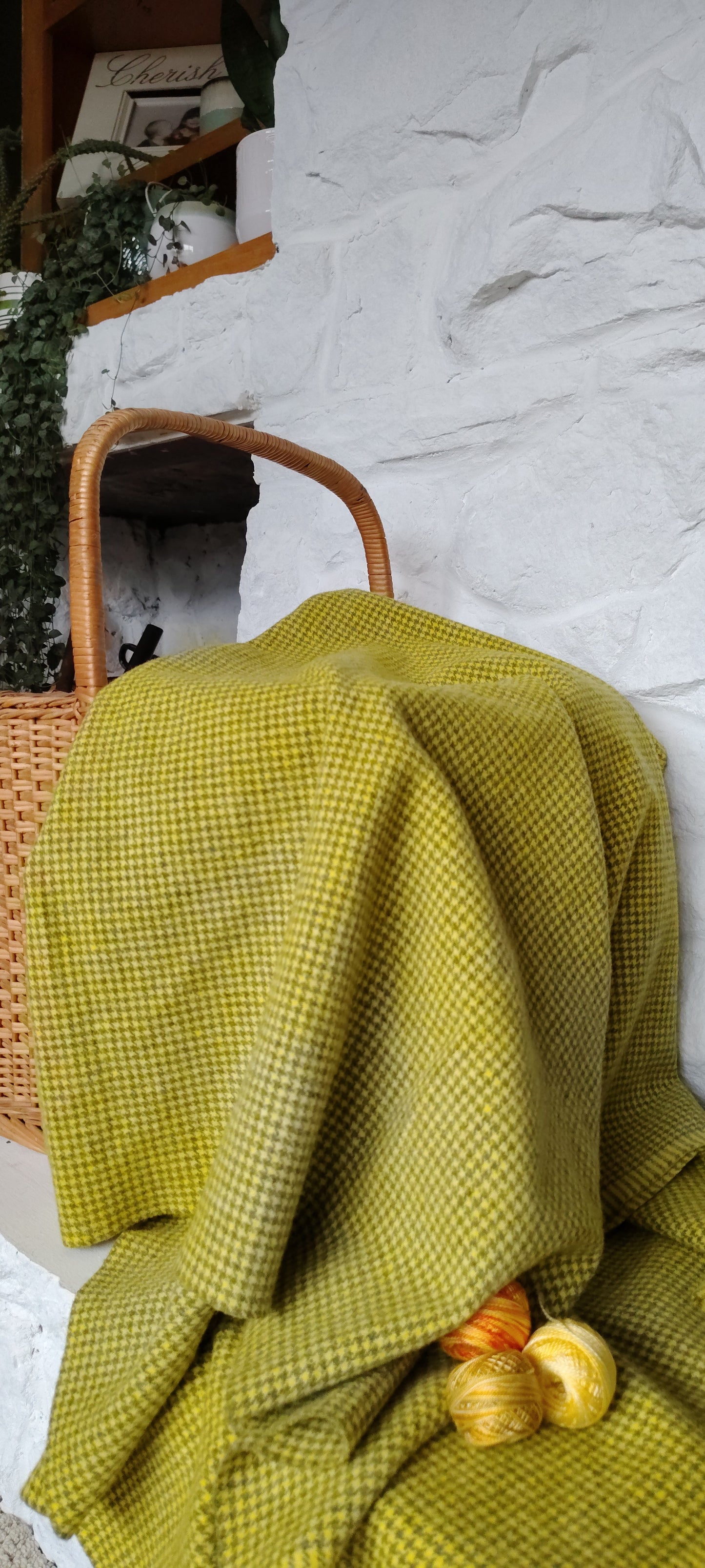 Sun Yellow Hand Dyed Houndstooth Wool