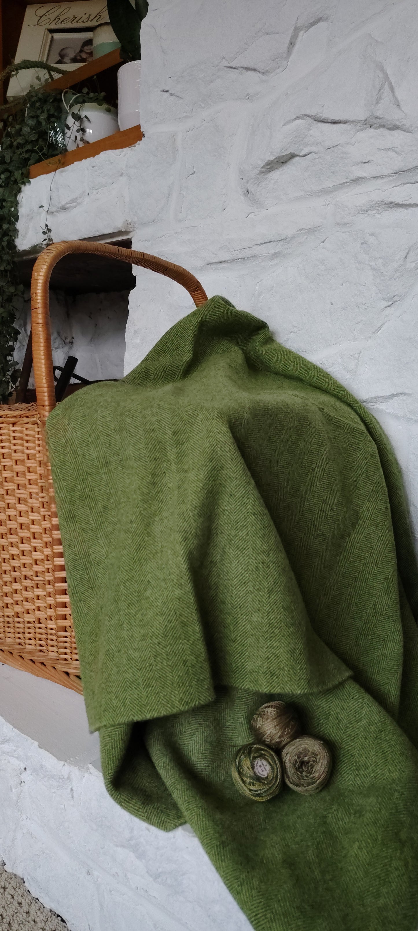 Avocado Hand Dyed Herringbone Wool