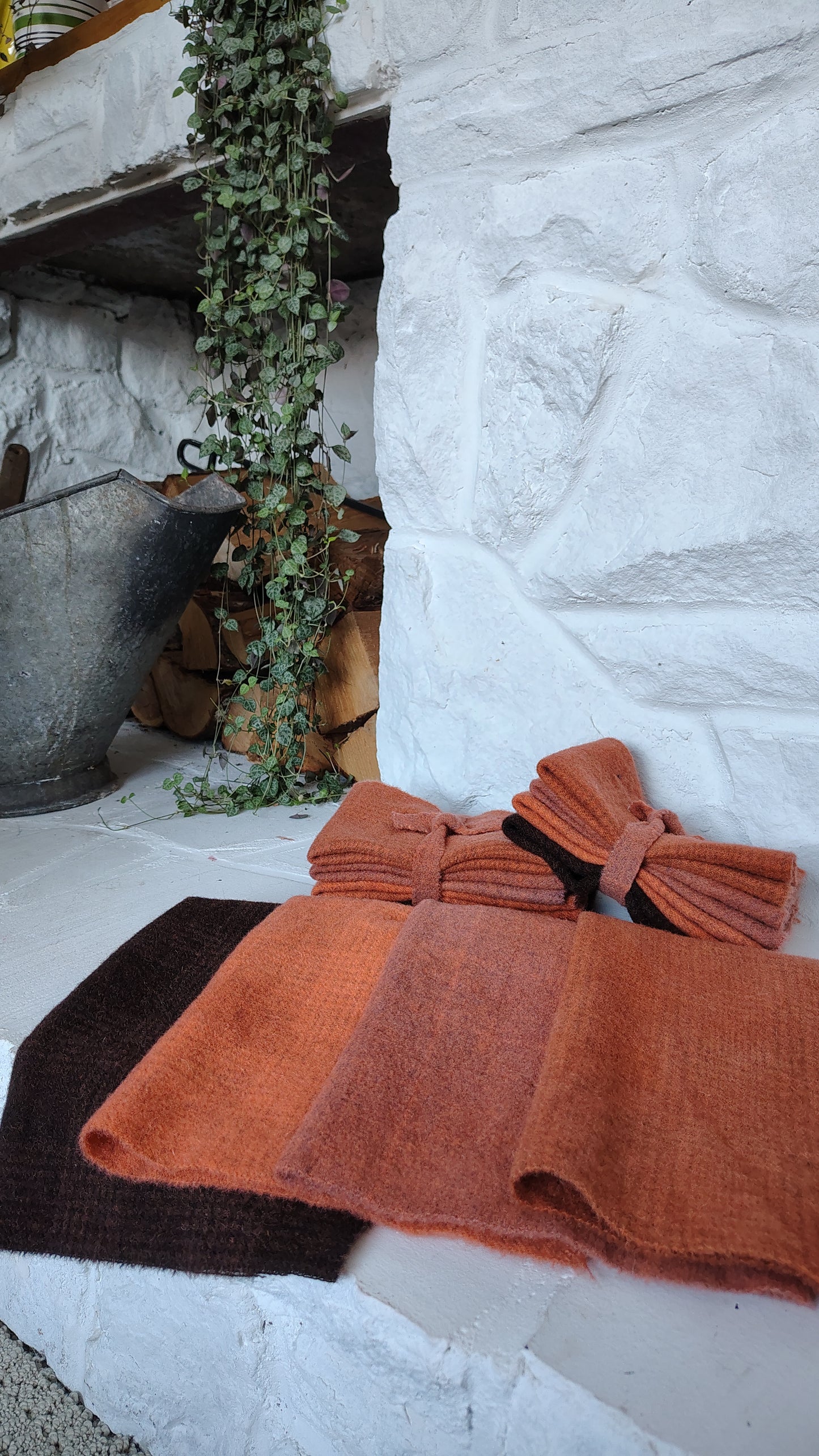 Bright Orange Hand Dyed Wool Fat Sixteenth Bundle