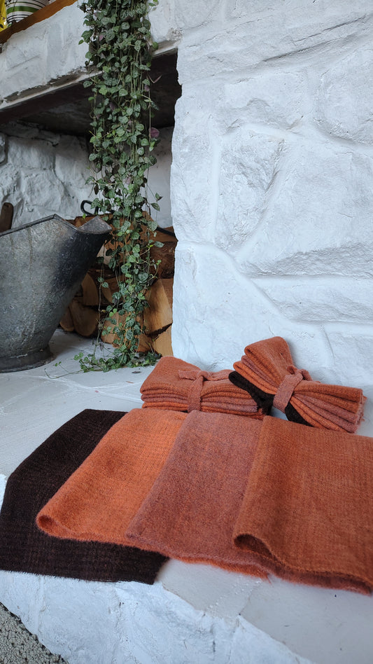 Bright Orange Hand Dyed Wool Fat Sixteenth Bundle