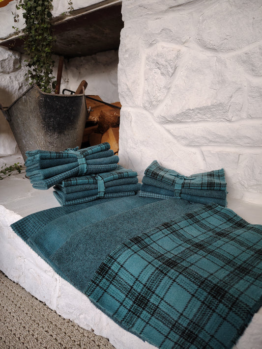 Teal Hand Dyed Wool Fat Eighth Bundle