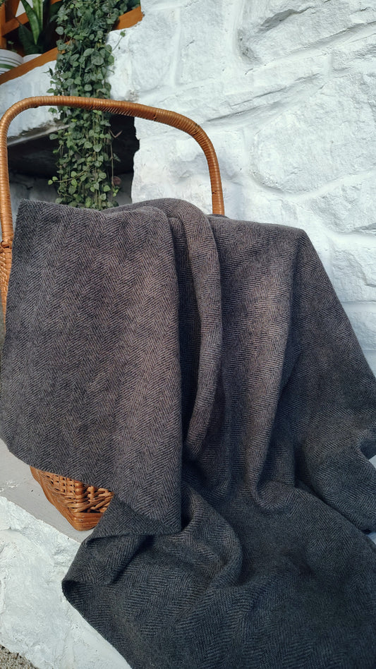 Old Smoke Hand Dyed Herringbone Wool
