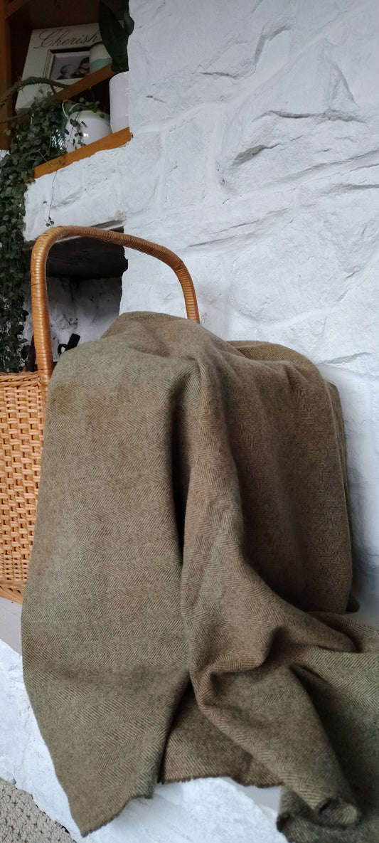 Tan Hand Dyed Herringbone Wool