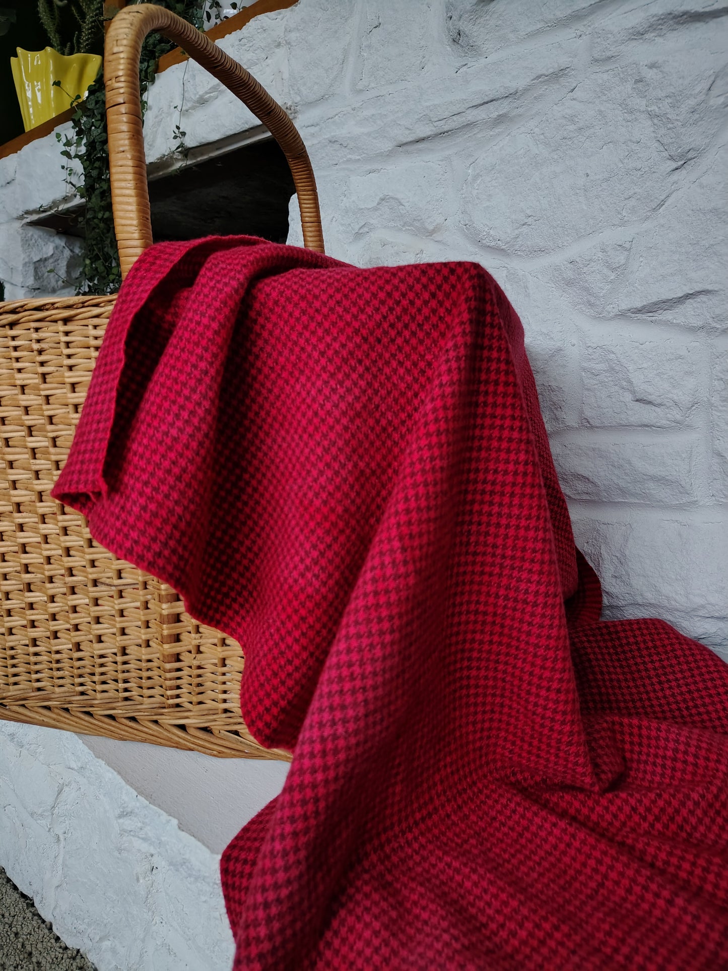 Red Hand Dyed Houndstooth Wool