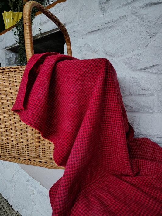 Red Hand Dyed Houndstooth Wool