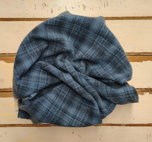 Teal Hand Dyed Plaid Wool (Medium)
