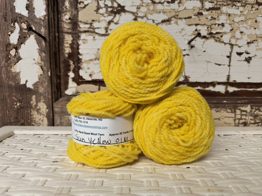 Sun Yellow 01 M Hand Dyed Wool Yarn Cake