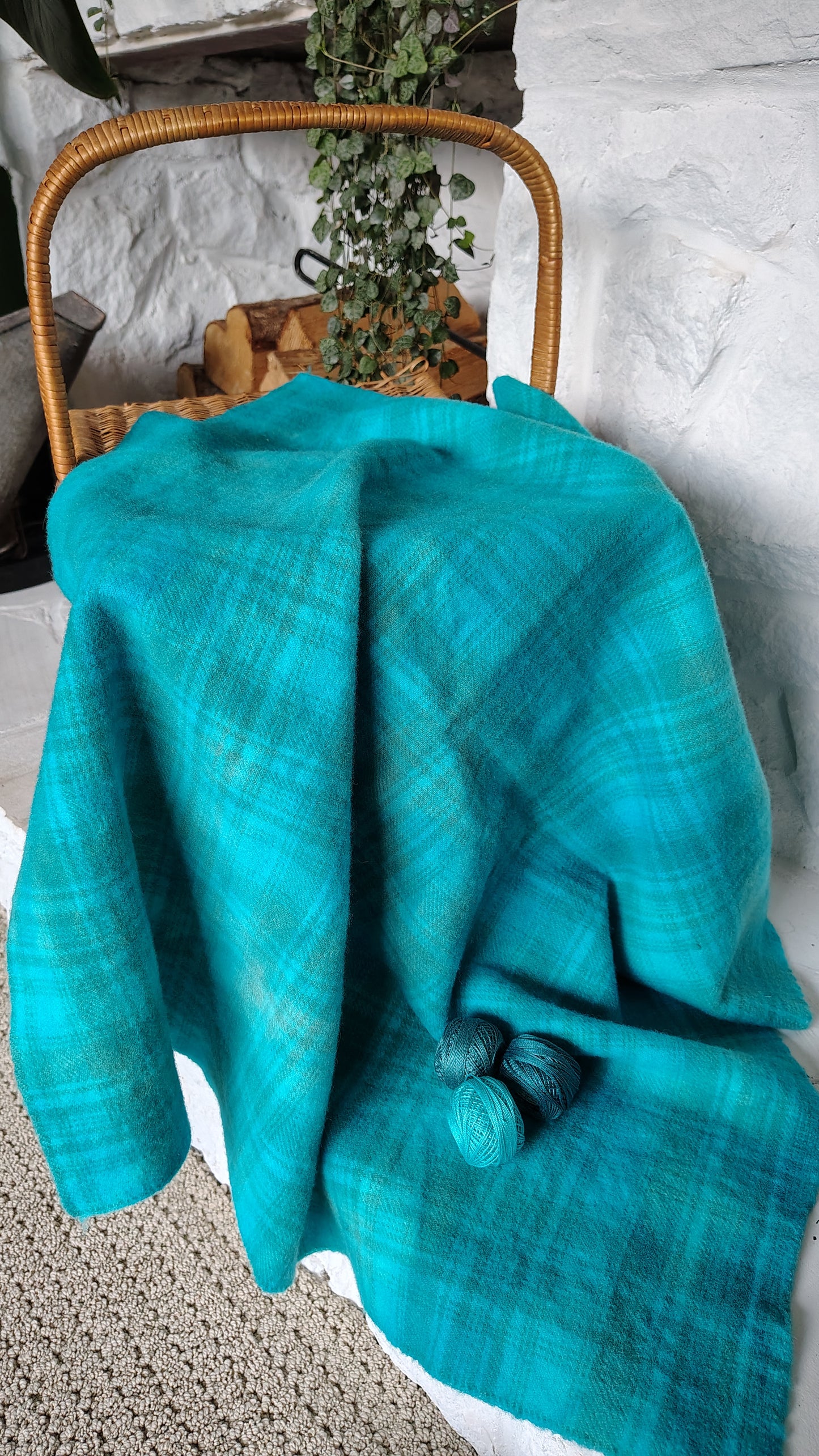 Dazzling Blue Hand Dyed Plaid Wool
