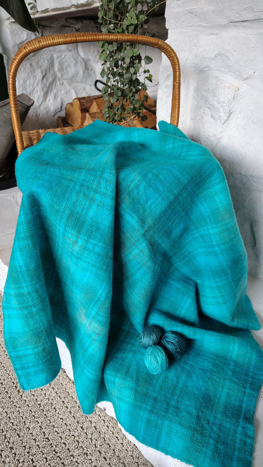 Dazzling Blue Hand Dyed Plaid Wool