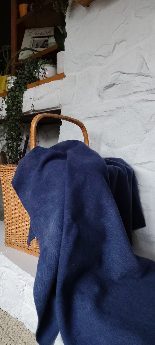 Navy Hand Dyed Herringbone Wool