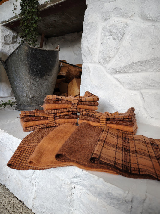 Caramel Hand Dyed Wool Fat Sixteenth Bundle