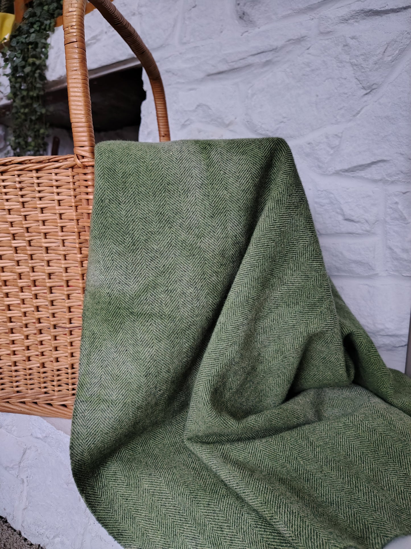 Moss Hand Dyed Herringbone Wool