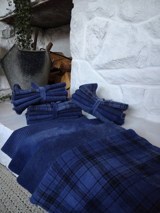 Navy Hand Dyed Wool Fat Eighth Bundle