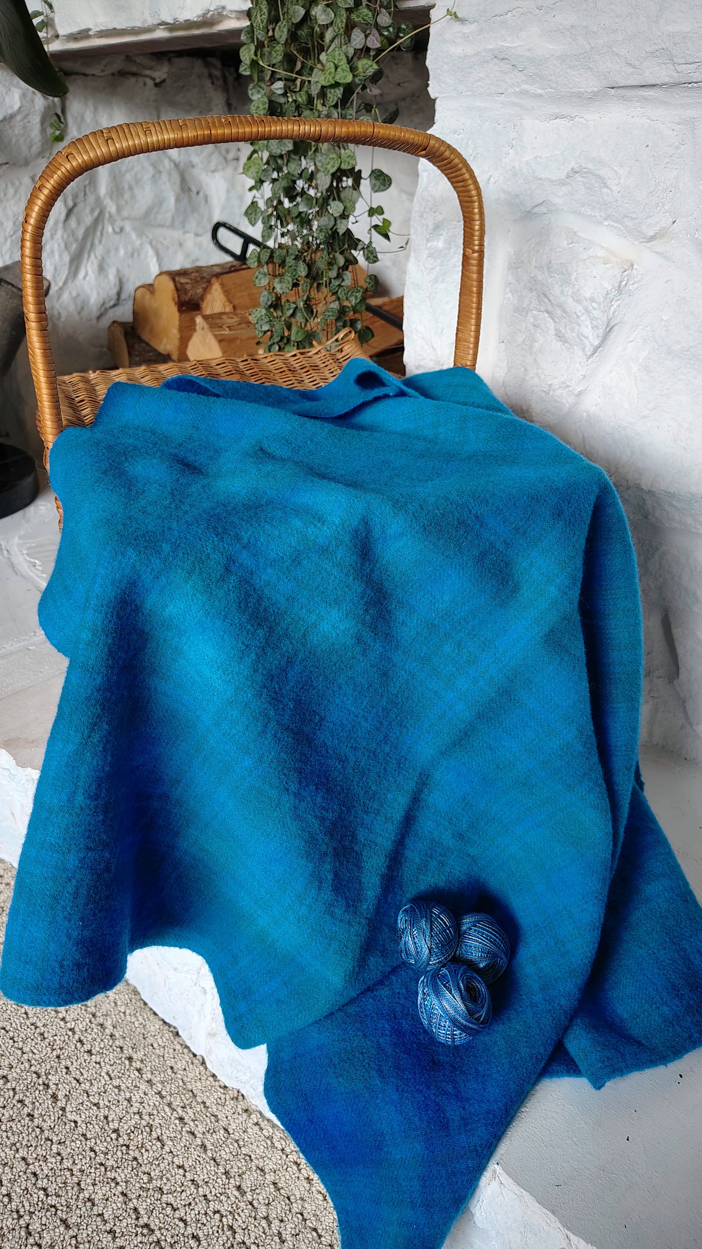 Brilliant Blue Hand Dyed Plaid Wool
