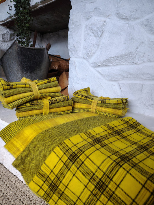 Sun Yellow Hand Dyed Wool Fat Eighth Bundle