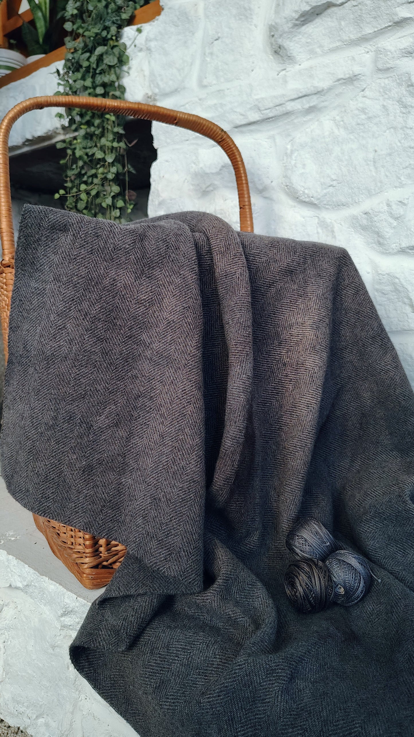 Old Smoke Hand Dyed Herringbone Wool