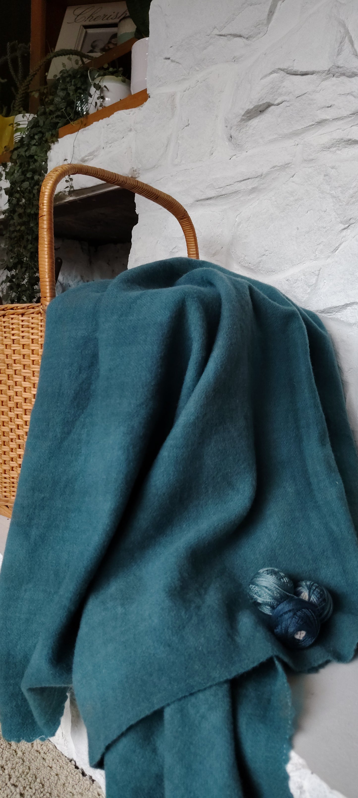 Teal Hand Dyed Plaid Wool