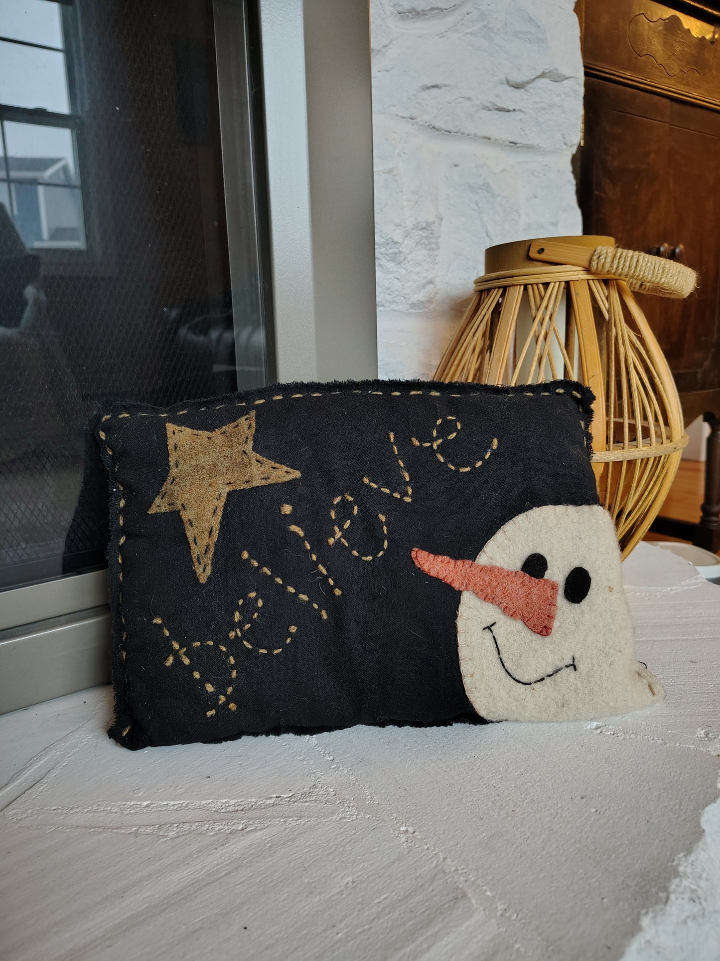 Snowman Pillow - Completed Piece