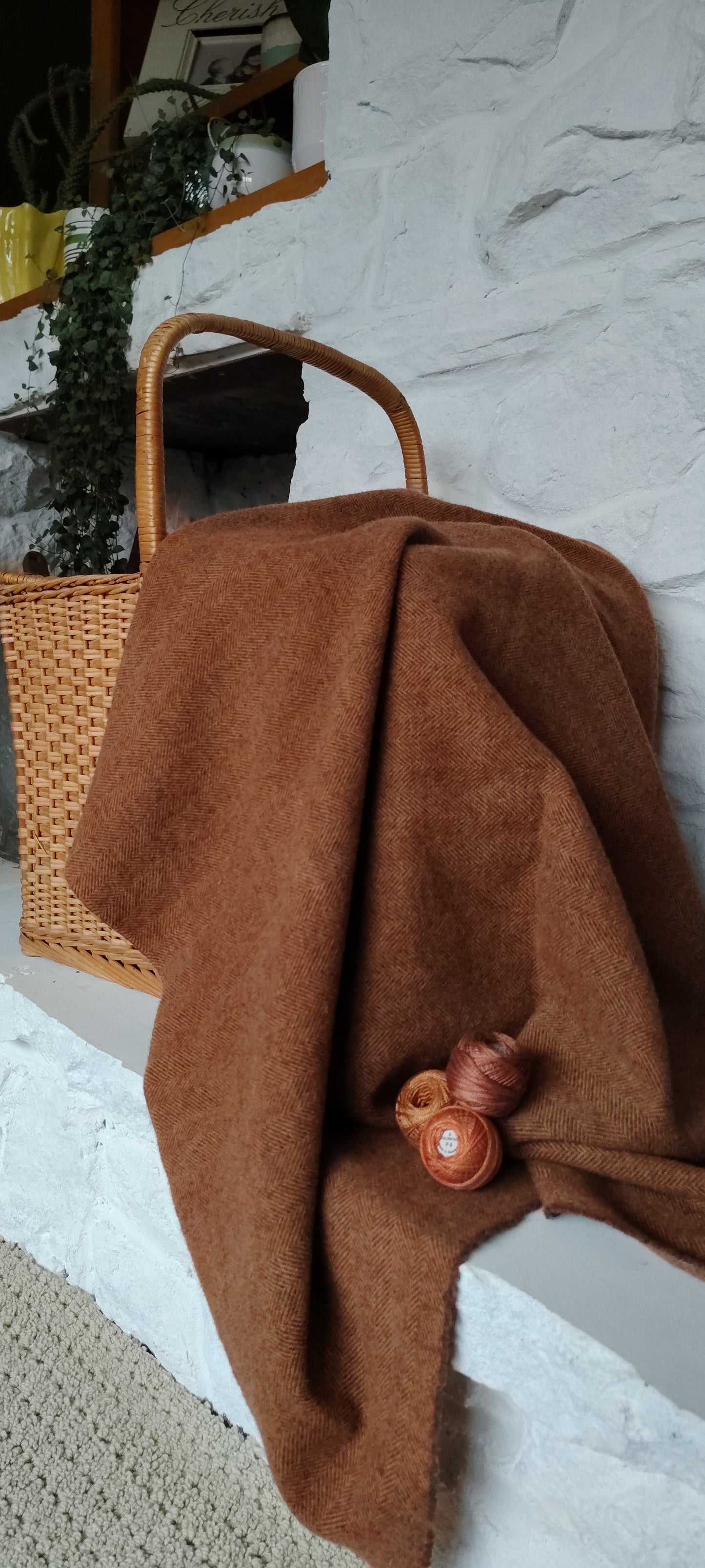 Caramel Hand Dyed Herringbone Wool