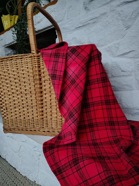 Red Hand Dyed Glen Plaid Wool