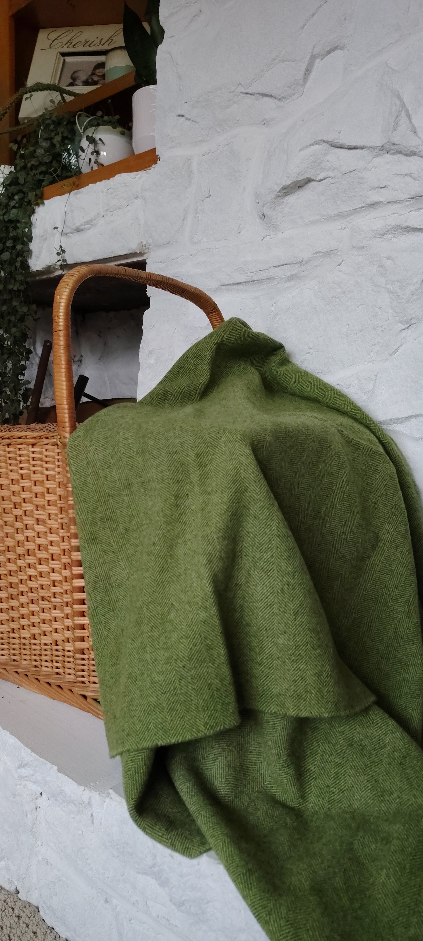 Avocado Hand Dyed Herringbone Wool