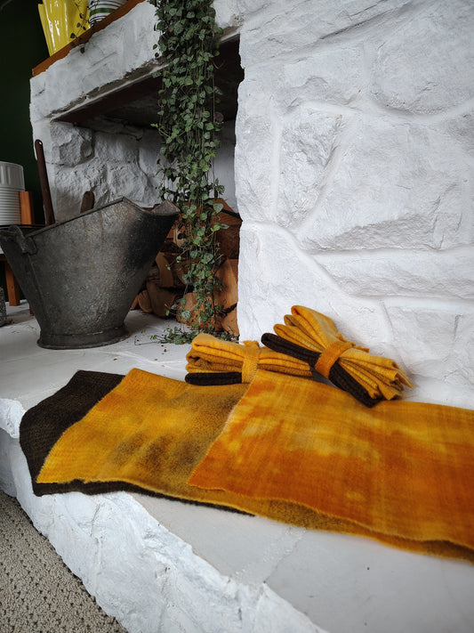 Mustard Hand Dyed Wool Fat Sixteenth Bundle