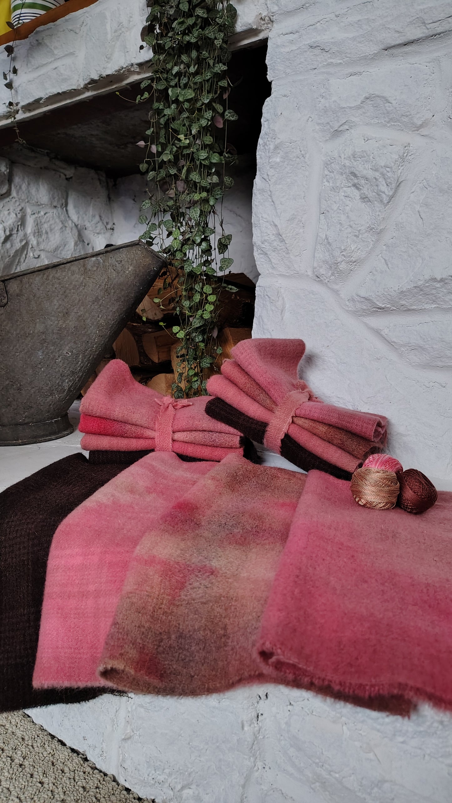 Terra Cotta Hand Dyed Wool Fat Eighth Bundle