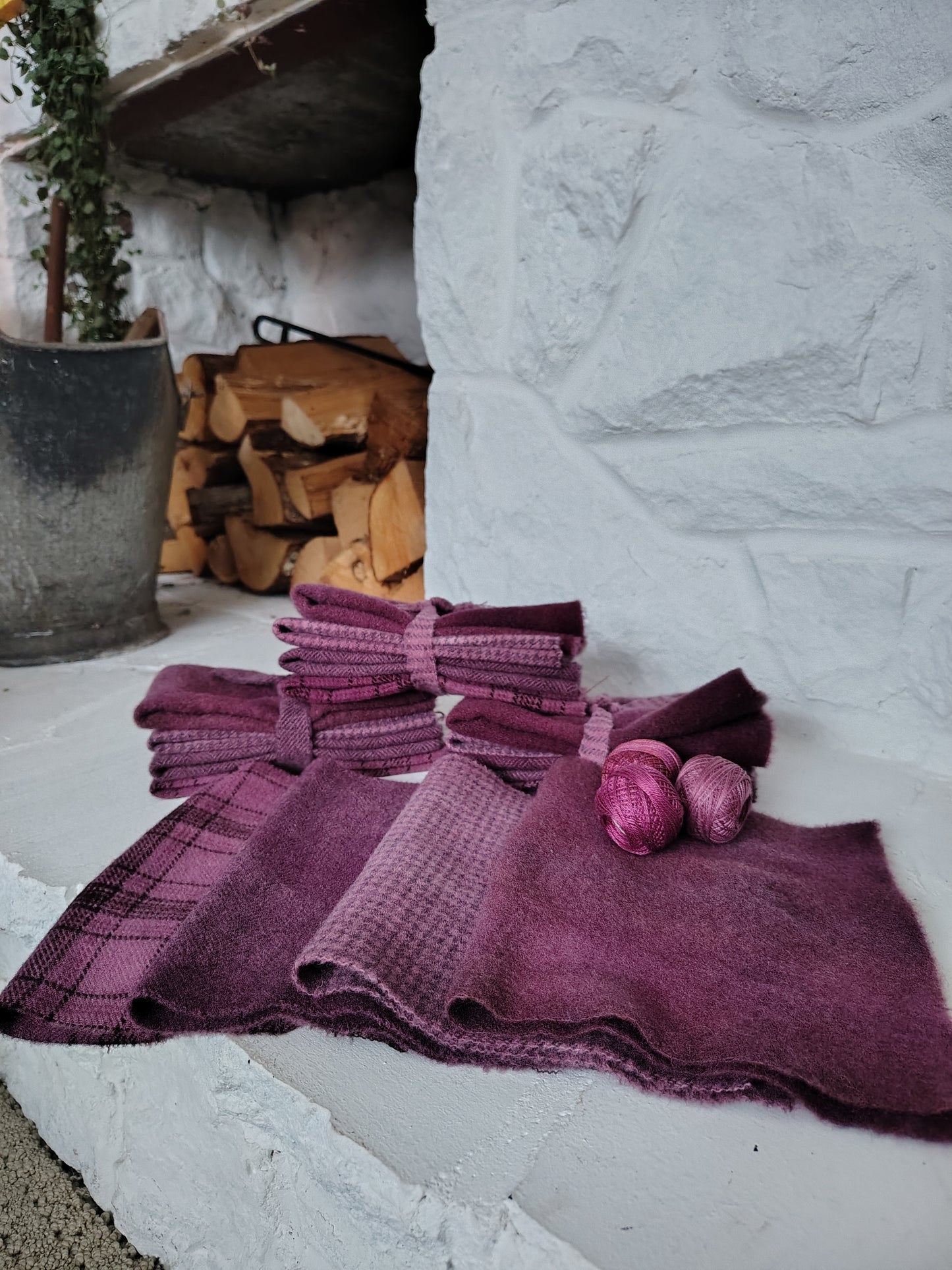 Plum Hand Dyed Wool Fat Sixteenth Bundle